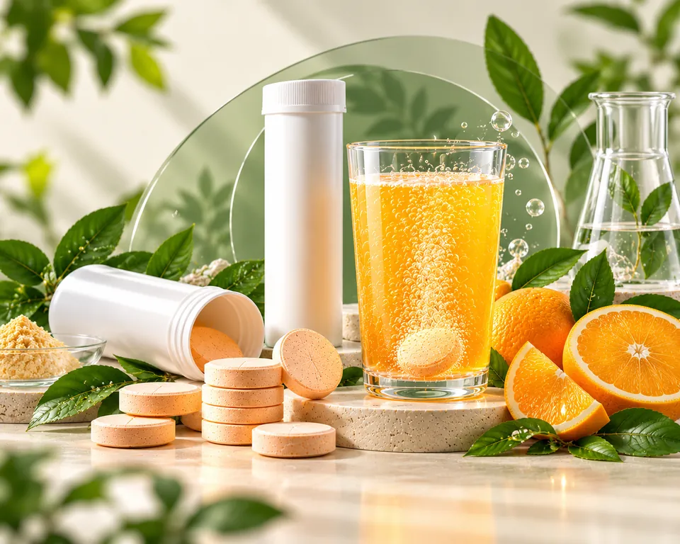 Effervescent vitamin tablets in tubes