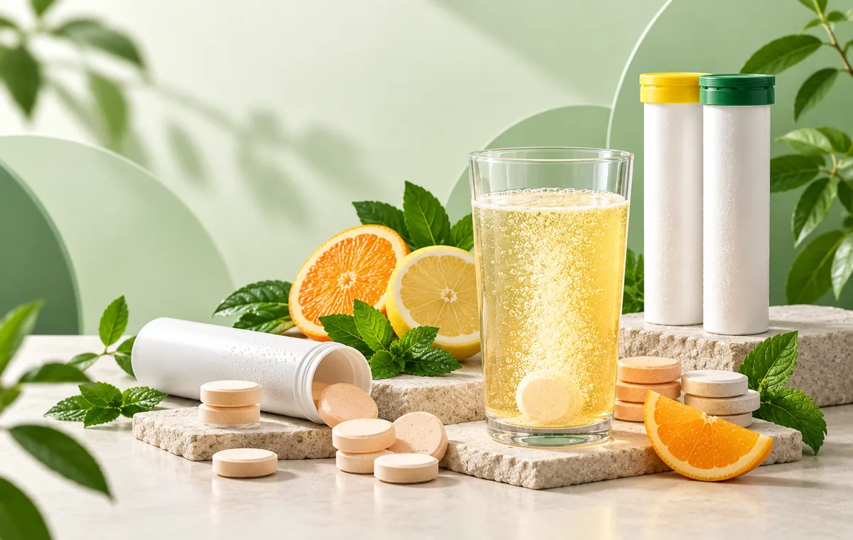 Effervescent vitamin tablets in tubes